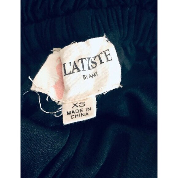 L'Atiste By Amy Womens XS Black Backless Maxi Dress Frayed Hem Boho - Picture 5 of 6